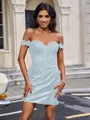 Sheath Off-the-Shoulder Appliques Lace Short/Mini Silk Like Satin Corset Homecoming Dress