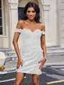 Sheath Off-the-Shoulder Appliques Lace Short/Mini Silk Like Satin Corset Homecoming Dress