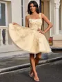 Ball-Gown Straps Appliques Lace Short/Mini Tulle Homecoming Dress