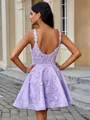 A-line V-neck Appliques Lace Short/Mini Tulle Corset Homecoming Dress