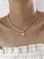 Sweet Metal With Imitation Pearl Necklace