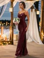 Sheath/Column Sequins Ruched Spaghetti Straps Sleeveless Floor-Length Bridesmaid Dresses