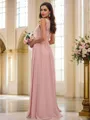 A-Line/Princess Chiffon Applique Square Sleeveless Floor-Length Bridesmaid Dresses