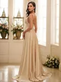 A-Line/Princess Jersey Ruffles V-neck Sleeveless Sweep Train Bridesmaid Dresses