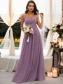 A-Line/Princess Chiffon Ruched V-neck Sleeveless Floor-Length Bridesmaid Dresses