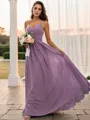 A-Line/Princess Chiffon Ruched V-neck Sleeveless Floor-Length Bridesmaid Dresses