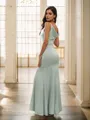 Sheath/Column Charmeuse Ruffles Square Sleeveless Floor-Length Bridesmaid Dresses