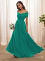 A-Line/Princess Chiffon Ruched Off-the-Shoulder Sleeveless Floor-Length Bridesmaid Dresses