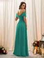 A-Line/Princess Chiffon Ruched Off-the-Shoulder Sleeveless Floor-Length Bridesmaid Dresses