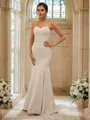 Trumpet/Mermaid Stretch Crepe Ruffles Strapless Sleeveless Sweep Train Bridesmaid Dresses