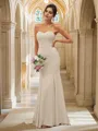 Trumpet/Mermaid Stretch Crepe Ruffles Strapless Sleeveless Sweep Train Bridesmaid Dresses