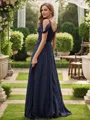 A-Line/Princess Chiffon Ruched V-neck Sleeveless Sweep Train Bridesmaid Dresses