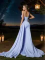 Sheath/Column Jersey Ruched One-Shoulder Sleeveless Sweep Train Bridesmaid Dresses