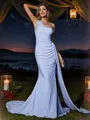 Sheath/Column Jersey Ruched One-Shoulder Sleeveless Sweep Train Bridesmaid Dresses