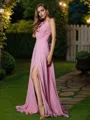 A-Line/Princess Chiffon Ruched Scoop Sleeveless Sweep Train Bridesmaid Dresses