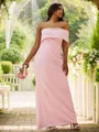 Sheath/Column Stretch Crepe Ruched One-Shoulder Sleeveless Floor-Length Bridesmaid Dresses