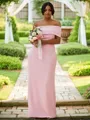 Sheath/Column Stretch Crepe Ruched One-Shoulder Sleeveless Floor-Length Bridesmaid Dresses