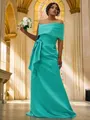 Sheath/Column Satin Ruched One-Shoulder Sleeveless Sweep Train Bridesmaid Dresses