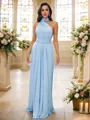 A-Line/Princess Jersey Ruffles V-neck Sleeveless Floor-Length Bridesmaid Dresses