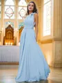 A-Line/Princess Jersey Ruffles Halter Sleeveless Floor-Length Bridesmaid Dresses