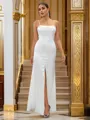 A-Line/Princess Silk like Satin Ruffles Spaghetti Straps Sleeveless Floor-Length Bridesmaid Dresses