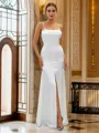 A-Line/Princess Silk like Satin Ruffles Spaghetti Straps Sleeveless Floor-Length Bridesmaid Dresses