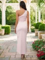 Sheath/Column Charmeuse Ruched One-Shoulder Sleeveless Ankle-Length Bridesmaid Dresses