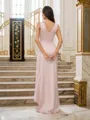 A-Line/Princess Charmeuse Ruched V-neck Sleeveless Sweep Train Bridesmaid Dresses