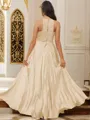 A-Line/Princess Silk like Satin Ruffles Halter Sleeveless Floor-Length Bridesmaid Dresses