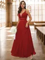 A-Line/Princess Chiffon Ruffles V-neck Sleeveless Floor-Length Bridesmaid Dresses
