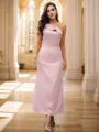 Sheath/Column Charmeuse Ruffles One-Shoulder Sleeveless Ankle-Length Bridesmaid Dresses
