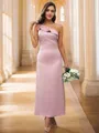Sheath/Column Charmeuse Ruffles One-Shoulder Sleeveless Ankle-Length Bridesmaid Dresses