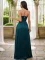 A-Line/Princess Silk Like Satin Ruched V-neck Sleeveless Floor-Length Bridesmaid Dresses
