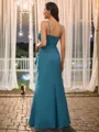 A-Line/Princess Silk like Satin Ruffles V-neck Sleeveless Floor-Length Bridesmaid Dresses