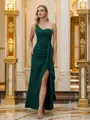 Sheath/Column Stretch Crepe Ruched One-Shoulder Sleeveless Floor-Length Bridesmaid Dresses