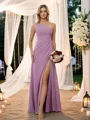 Sheath/Column Chiffon Ruched One-Shoulder Sleeveless Floor-Length Bridesmaid Dresses