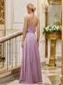 A-Line/Princess Silk like Satin Ruched V-neck Sleeveless Floor-Length Bridesmaid Dresses