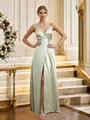 A-Line/Princess Silk like Satin V-neck Sleeveless Floor-Length Bridesmaid Dresses