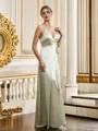 A-Line/Princess Silk like Satin V-neck Sleeveless Floor-Length Bridesmaid Dresses