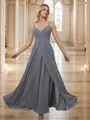 A-Line/Princess Chiffon Ruched V-neck Sleeveless Floor-Length Bridesmaid Dresses