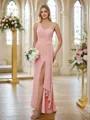 Sheath/Column Chiffon Ruched One-Shoulder Sleeveless Floor-Length Bridesmaid Dresses