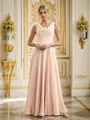 A-Line/Princess Chiffon Ruffles Scoop Sleeveless Floor-Length Bridesmaid Dresses