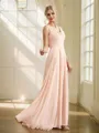 A-Line/Princess Chiffon Ruffles Scoop Sleeveless Floor-Length Bridesmaid Dresses