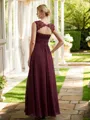 A-Line/Princess Chiffon Lace Scoop Sleeveless Floor-Length Bridesmaid Dresses