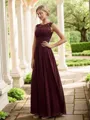 A-Line/Princess Chiffon Lace Scoop Sleeveless Floor-Length Bridesmaid Dresses