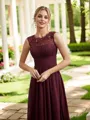 A-Line/Princess Chiffon Lace Scoop Sleeveless Floor-Length Bridesmaid Dresses