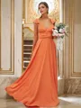 A-Line/Princess Jersey Ruched V-neck Sleeveless Floor-Length Bridesmaid Dresses