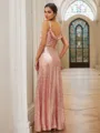 A-Line/Princess Sequins Ruched Straps Sleeveless Floor-Length Bridesmaid Dresses