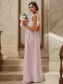 A-Line/Princess Chiffon Ruffles Scoop Sleeveless Floor-Length Bridesmaid Dresses Two Piece