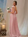 A-Line/Princess Chiffon Ruffles V-neck Sleeveless Sweep Train Bridesmaid Dresses